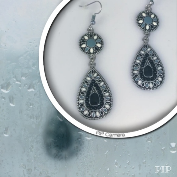 Black/Grey Boho Drop Earrings - Picture 1 of 2